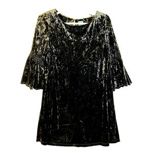 Gabby & Skye Crushed Velvet Dress Women's 16W Black Ruffle Sleeve Party Gothic